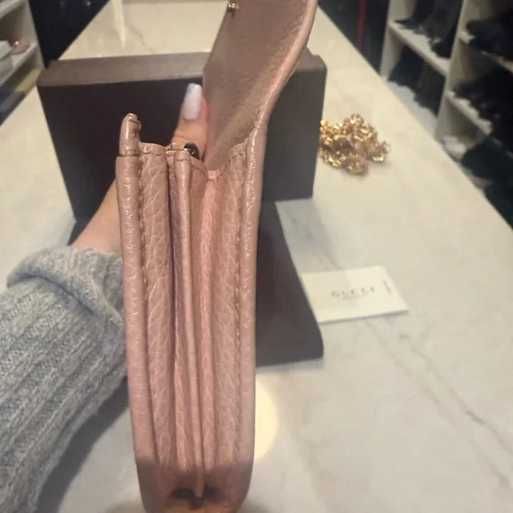 Gucci GG Marmont Gold Butterfly w/crystals wallet Pink (Rare) Like New box dust - Picture 10 of 15